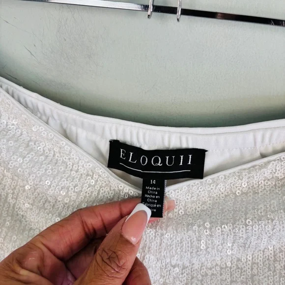 Eloquii White Sequin Skirt Set Size 14 - Picture 7 of 12